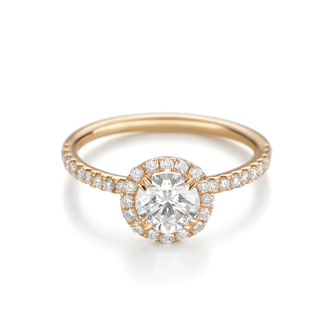 Hamilton Lisette Collection 18k Yellow Gold and 0.30 Total Weight Diamond Halo Mounting Ring