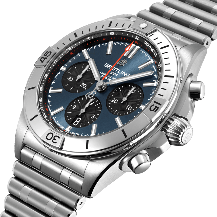 Breitling Steel Chronomat 42mm Blue Dial # AB0134101C1A1