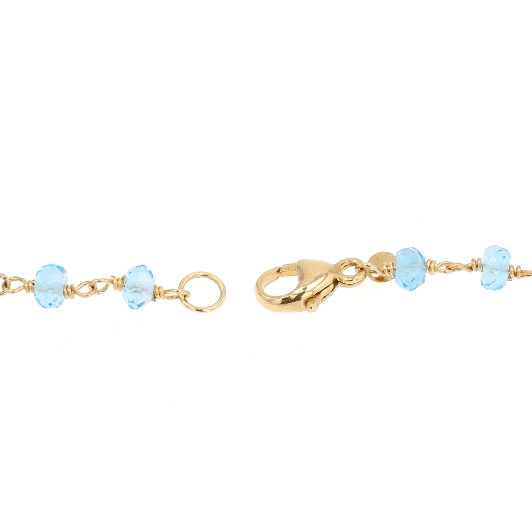 14k Yellow Gold and Blue Topaz Beads Necklace