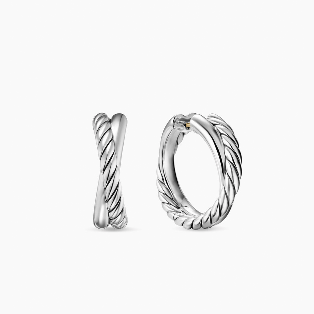 David Yurman Crossover Hoop Earrings Sterling Silver, 22.3mm