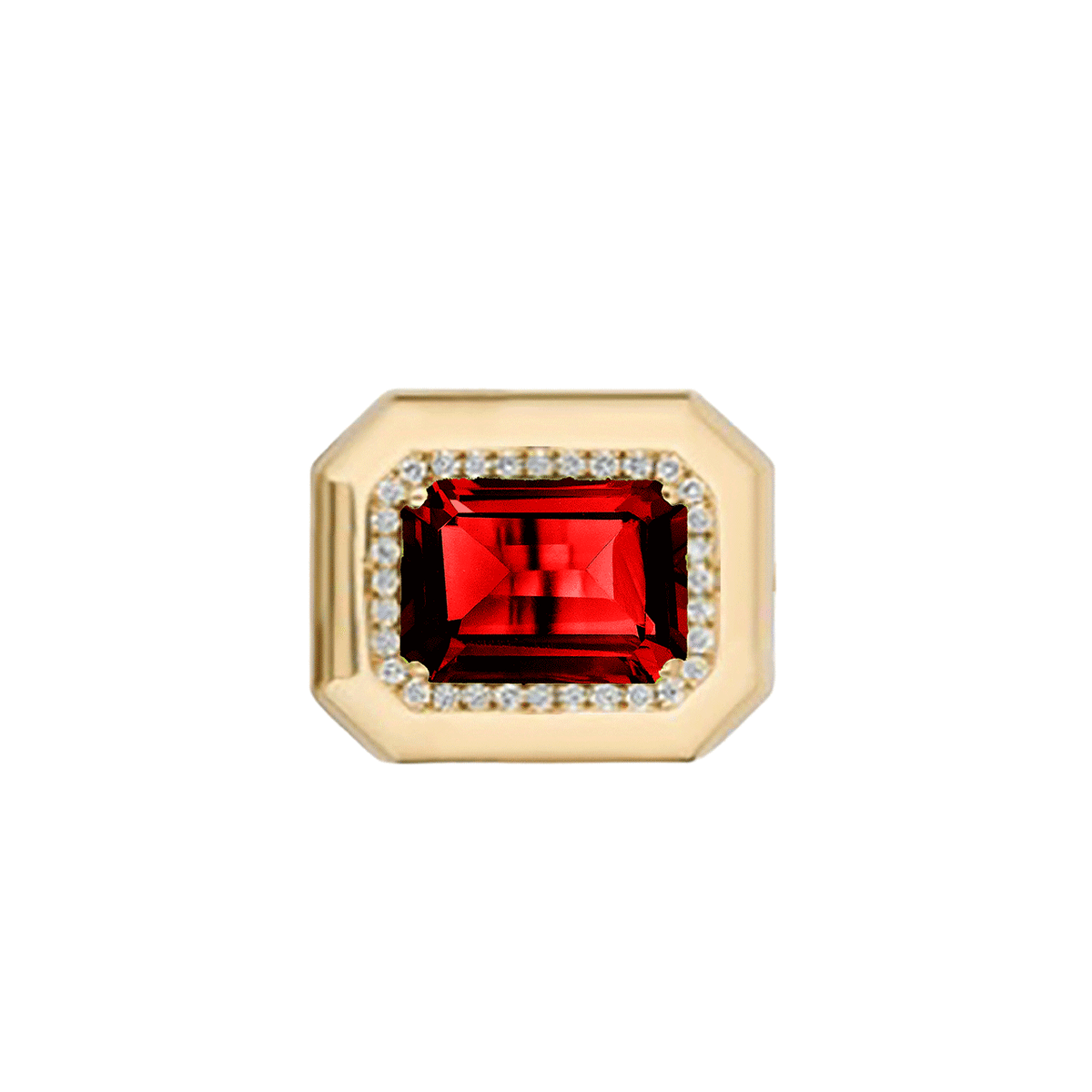 Goshwara Classic 18k Yellow Gold and 2.77 Total Weight Garnet Diamond Ring
