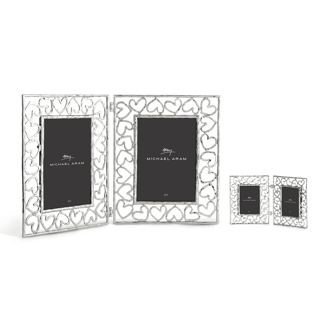 Michael Aram Silver Heart Hinged Double 5 x 7 Frame