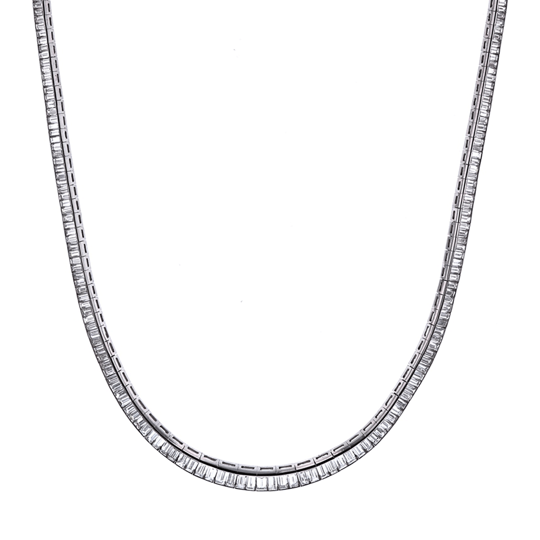 Platinum and Diamond Baguette 14.23 Total Weight Necklace