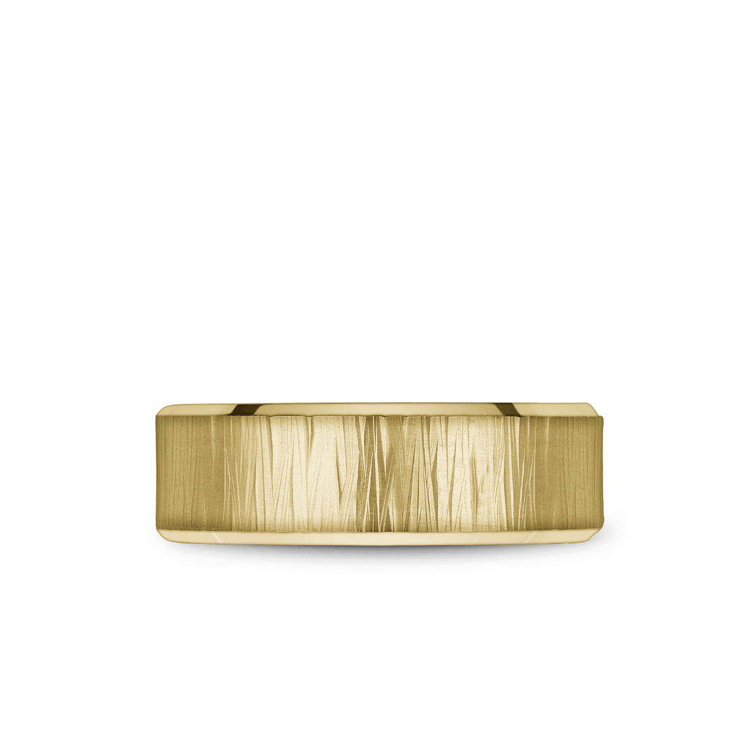 14k Yellow Gold Bark Finish Wedding Band