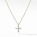 David Yurman Cable Collectibles Cross Necklace 18K Yellow Gold with Diamonds, 17mm