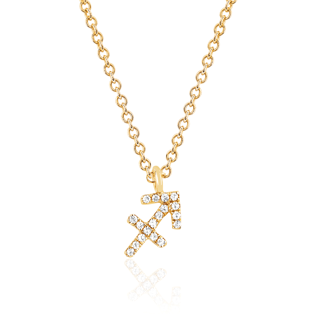 14k Yellow Gold Sagittarius Diamond Pendant with Chain