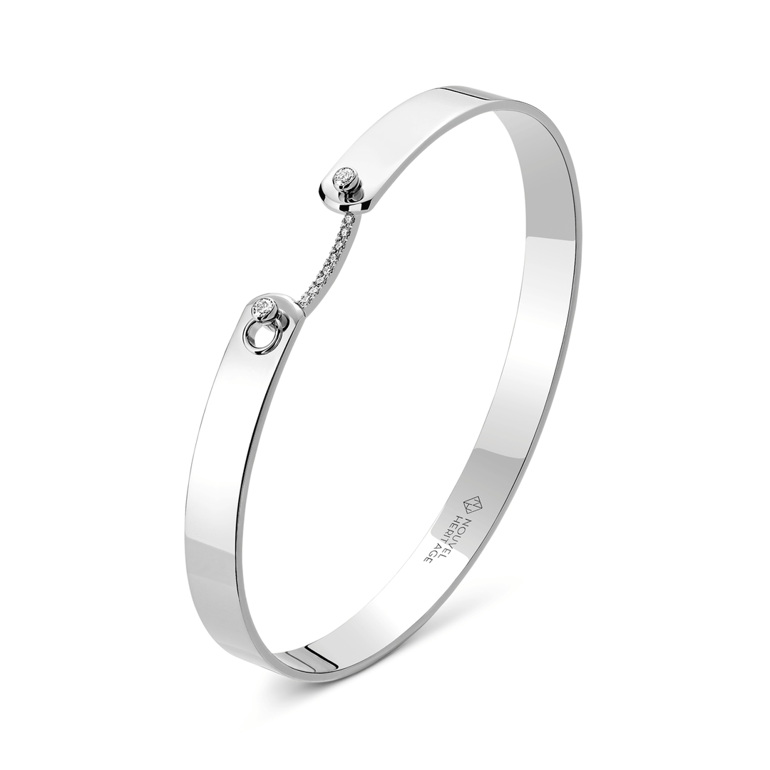 Nouvel Heritage Business Meeting GM Mood 18k White Gold Bangle 6mm