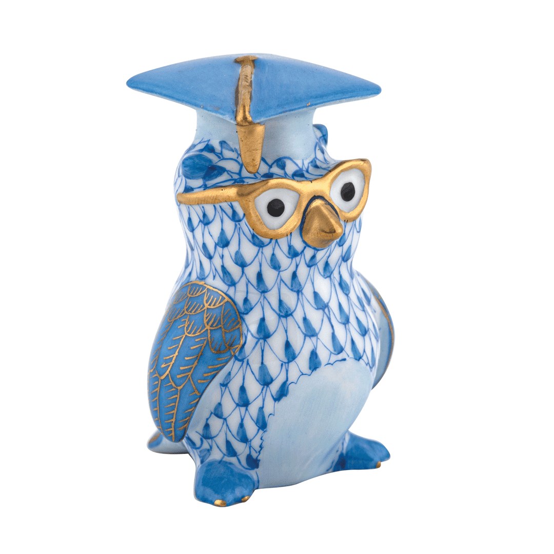 Herend Graduation Owl Blue