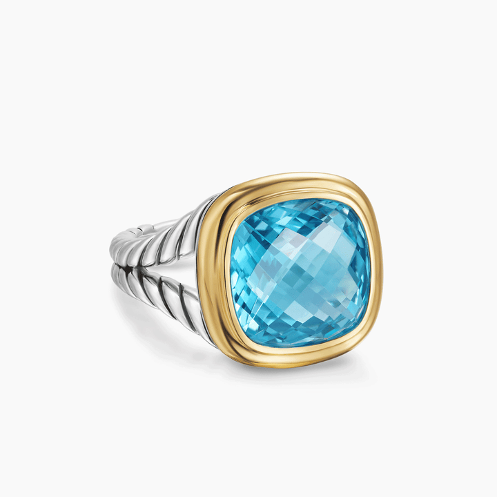 David Yurman Albion Ring Sterling Silver with 18K Yellow Gold and Blue Topaz, 11mm