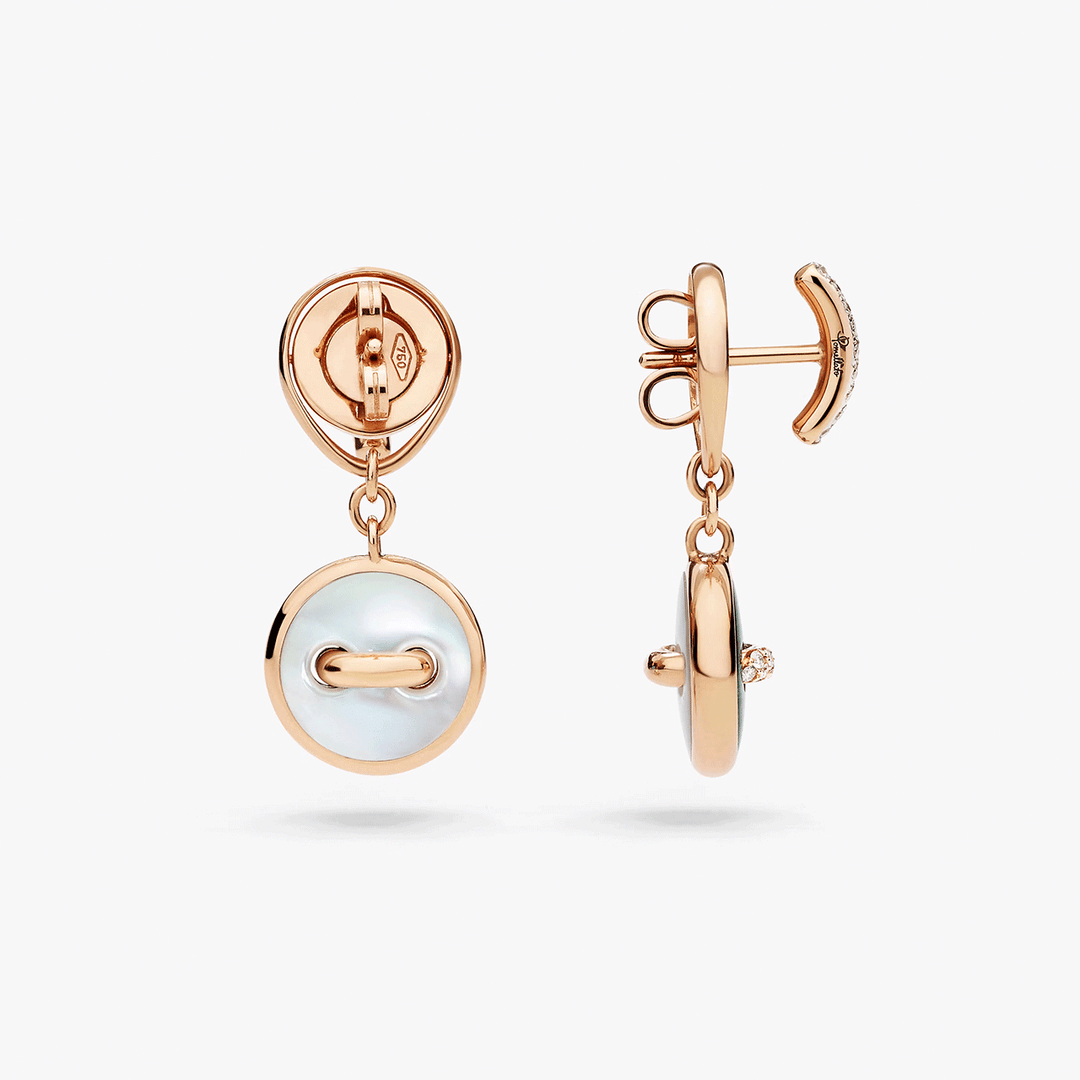 Pomellato Pom Pom Dot 18k Rose Gold Malachite and MOP Drop Earrings