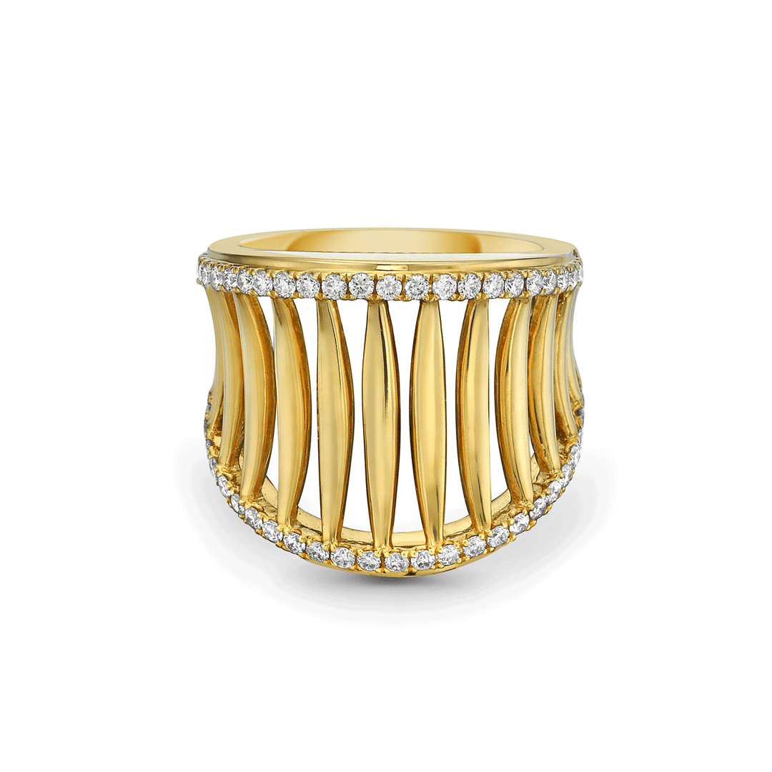 Charles Krypell 18k Yellow Gold and .59 Total Weight Diamond Ring