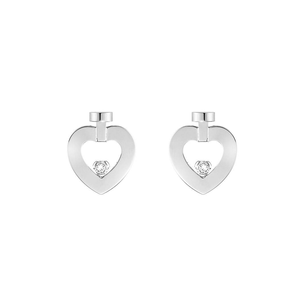 Fred Pretty Woman 18k White Gold and Diamond Heart Stud Pair, Exclusively at Hamilton Jewelers
