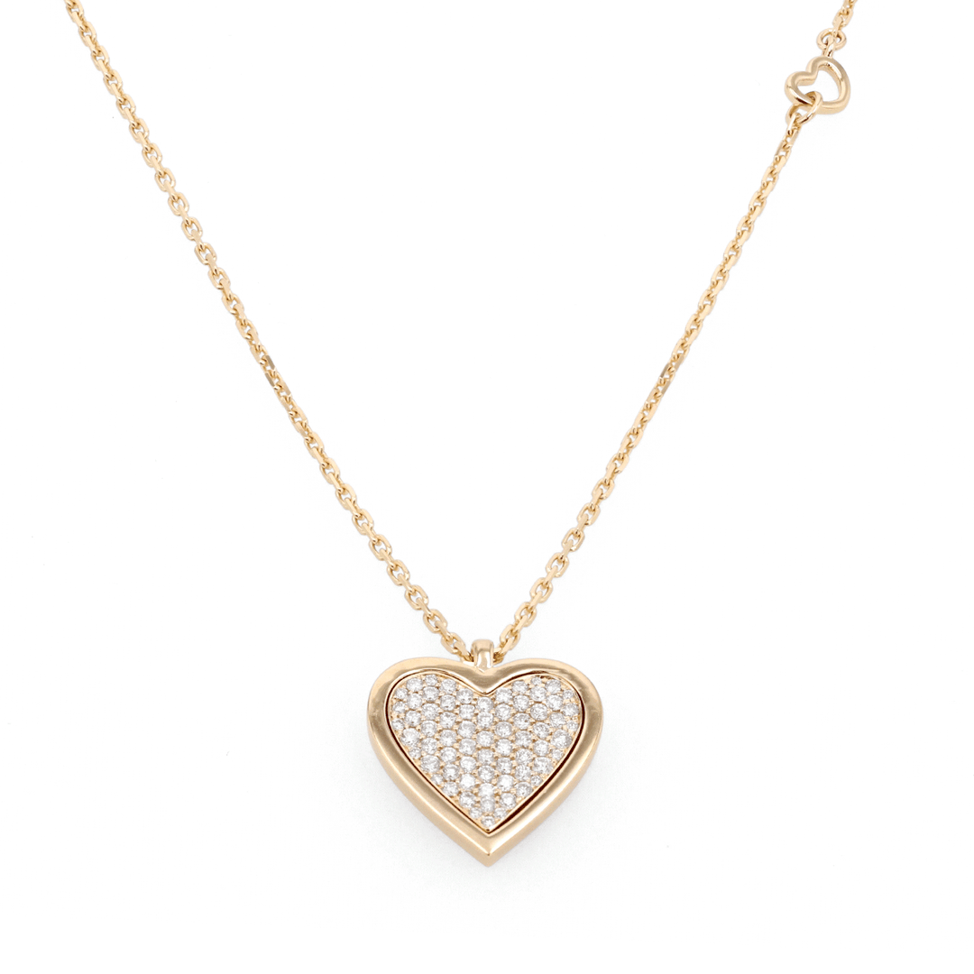 18k Rose Gold and Pave Heart Diamond .75 Total Weight Pendant