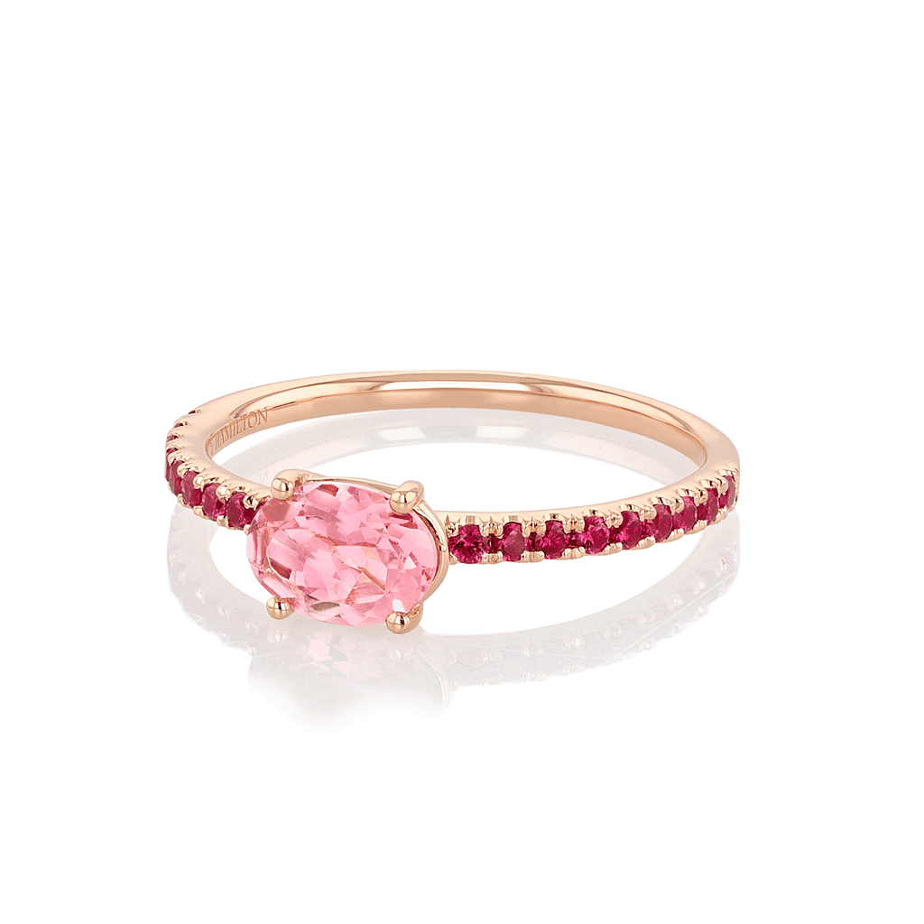 Hamilton Facets Collection 18k Rose Gold Pink Tourmaline and Ruby Ring