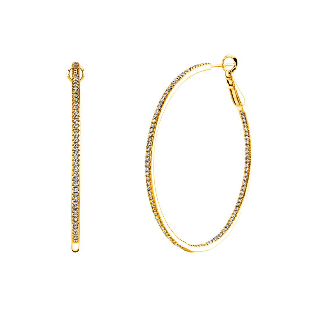 18k Yellow Gold and Diamond 1.15 Total Weight Hoops