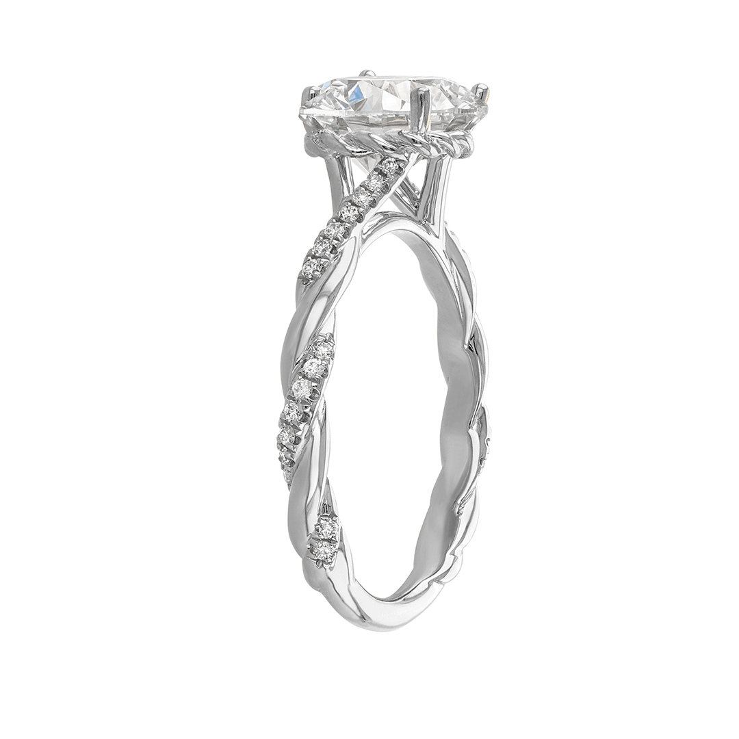 Platinum and 1.51 Total Weight Round Diamond Half Twist Engagement Ring