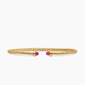 David Yurman Micro Cablespira Flex Bracelet 18k Yellow Gold with Rubies, 2.6mm