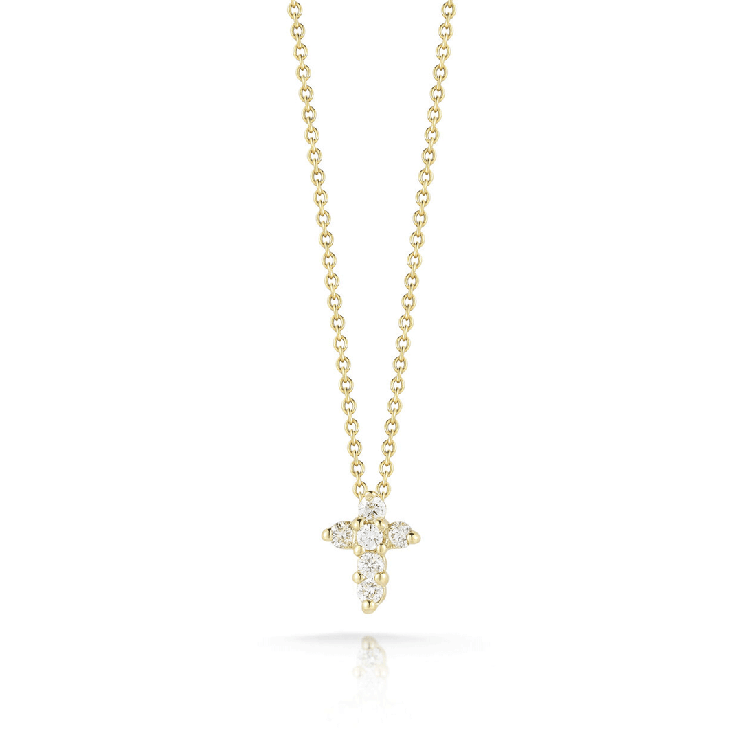 Roberto Coin Tiny Treasures Diamond and Yellow Gold Cross Necklace
