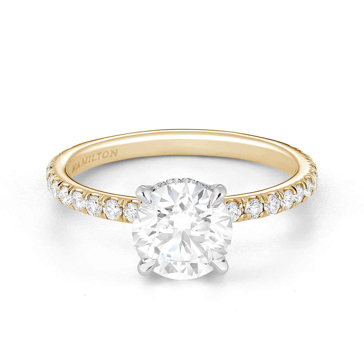 Hamilton Silhouette Collection Platinum 18k Yellow Gold and Diamond Mounting Ring