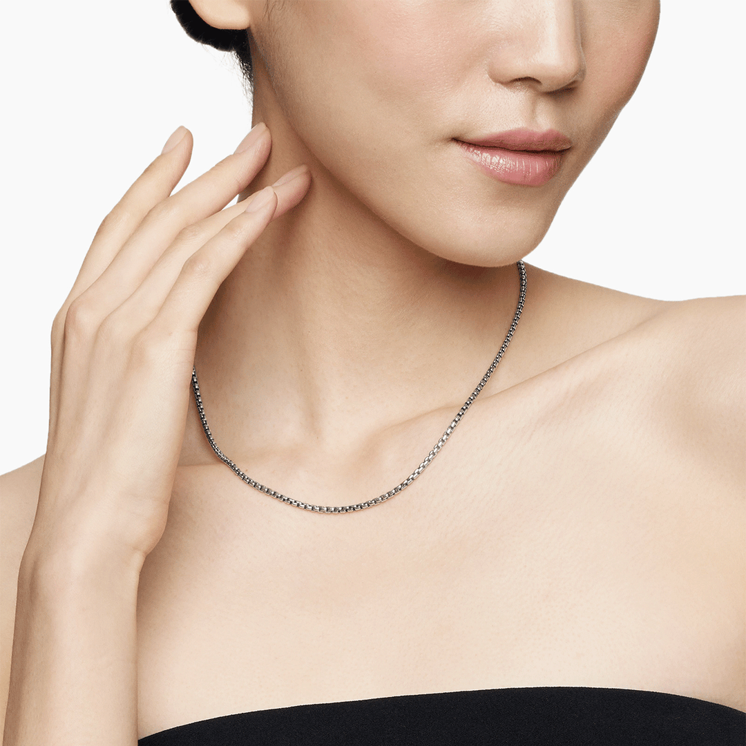 David Yurman Box Chain Necklace Sterling Silver with 14k Yellow Gold Accent, 2.7mm