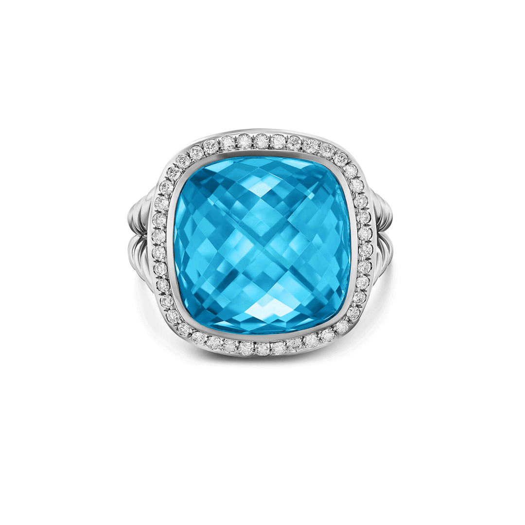 David Yurman Albion® Ring Sterling Silver with Blue Topaz and Diamonds, 15mm
