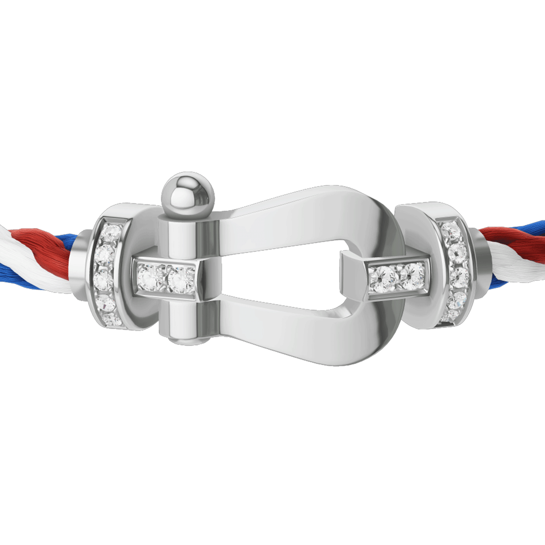 FRED Blue/White/Red Cord Bracelet with 18k Half Diamond LG Buckle, Exclusively at Hamilton Jewelers