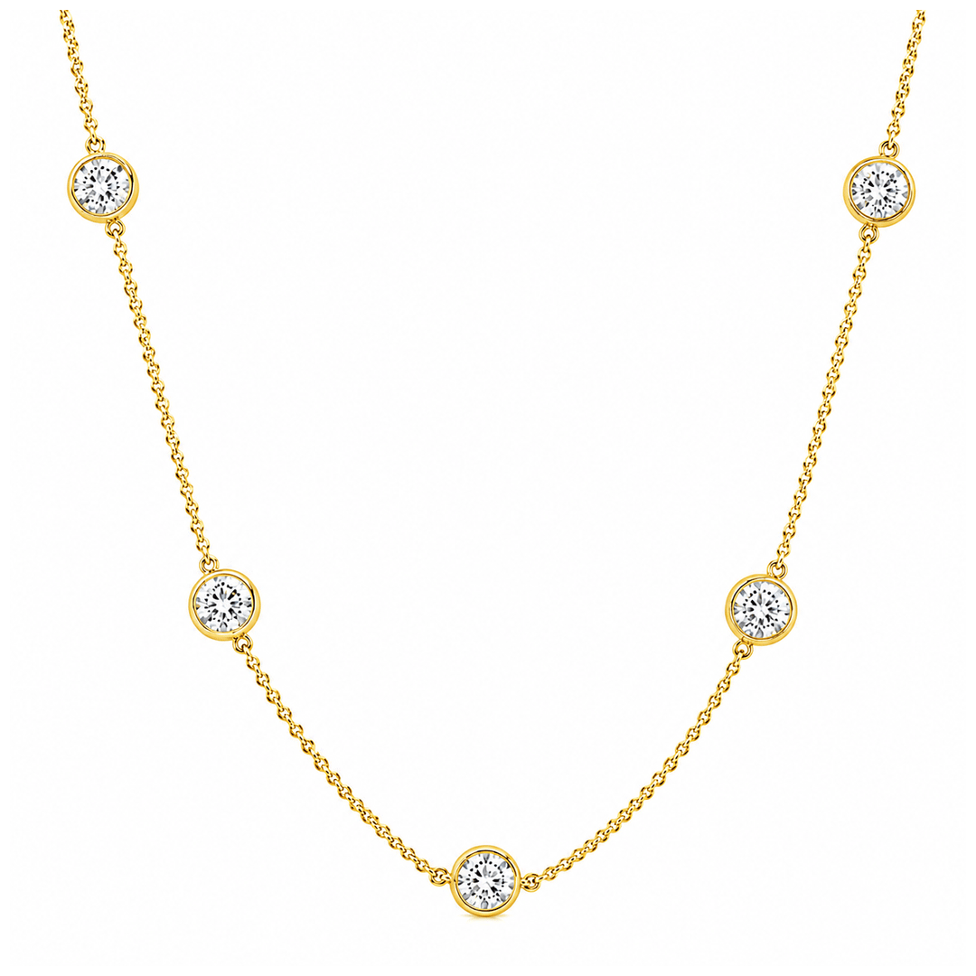 14k Yellow Gold and 2.07 Total Weight Diamonds By The Yard Necklace
