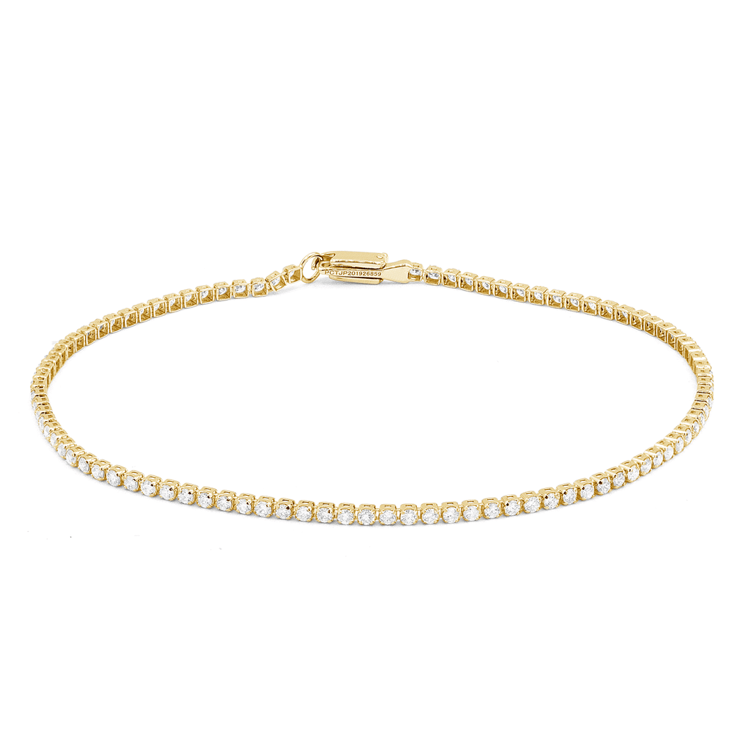 14k Yellow Gold Micro Diamond Line Bracelet 1.20 Total Weight Straight Line Bracelet