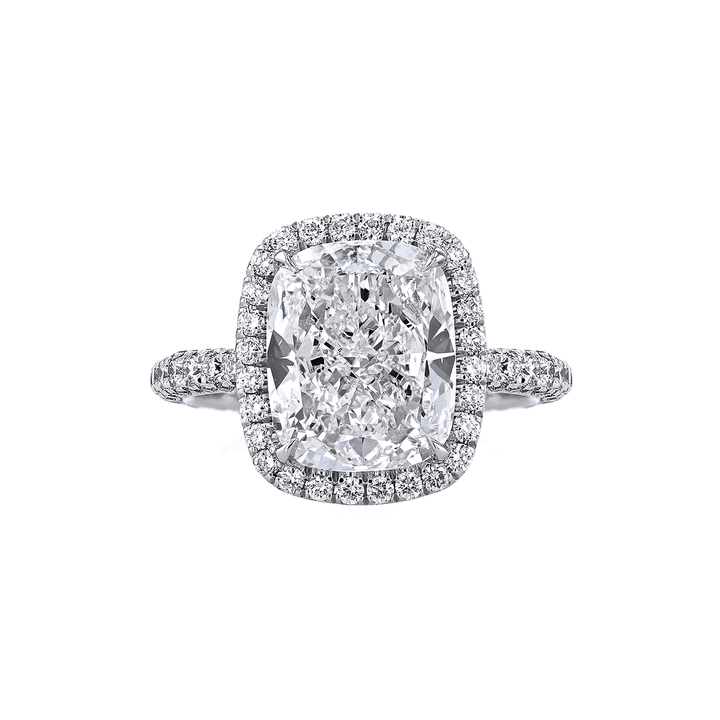 Private Reserve Platinum and 5.01 Total Weight Cushion Cut Diamond Ring