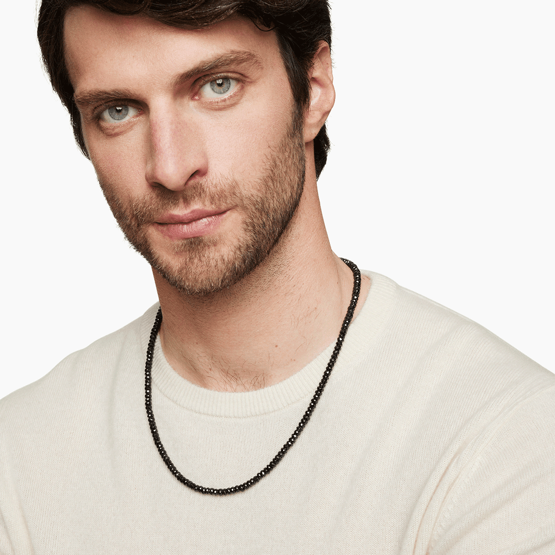 David Yurman Spiritual Beads Necklace Sterling Silver with Black Spinel, 5mm