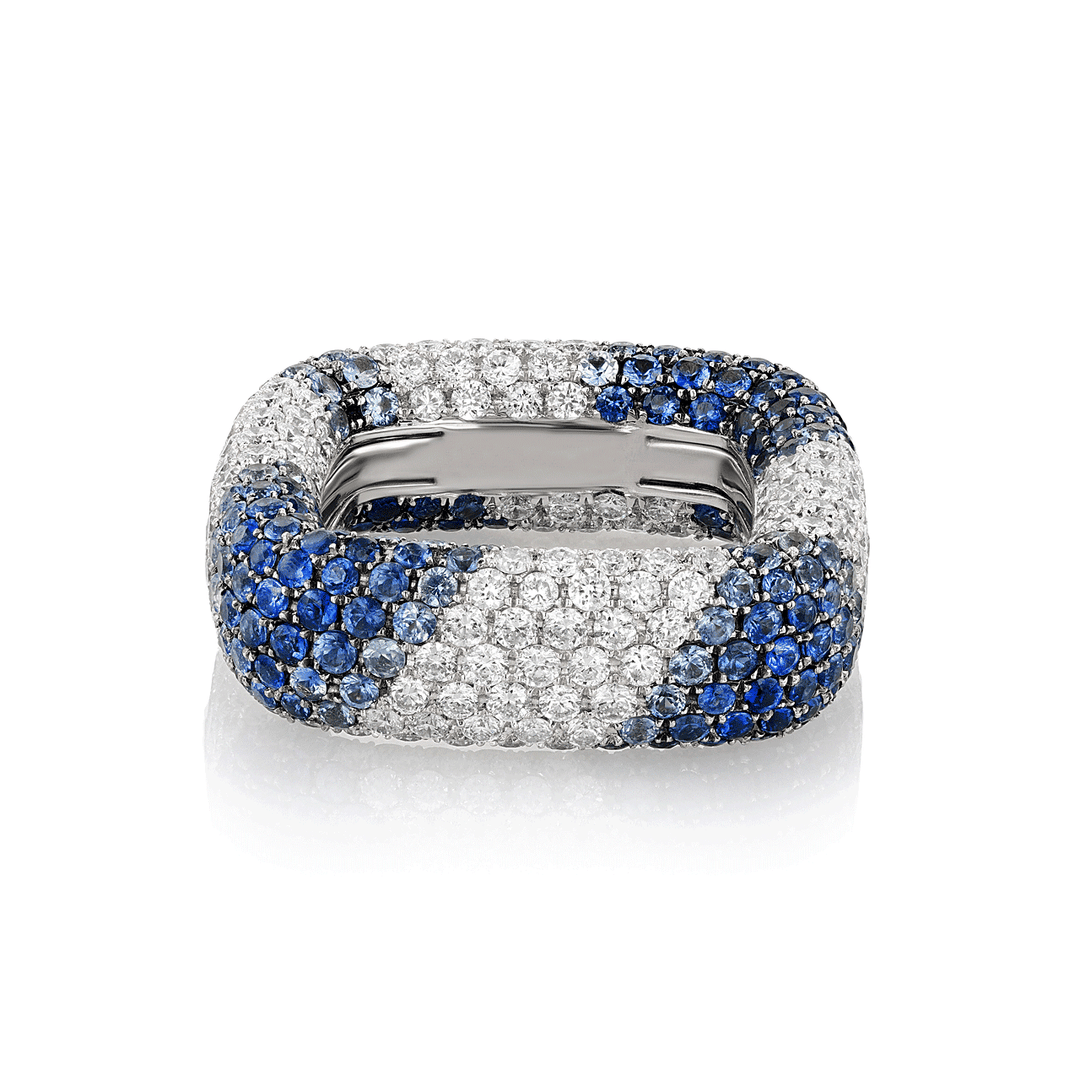 18k White Gold Blue Sapphire and Diamond Eternity Band