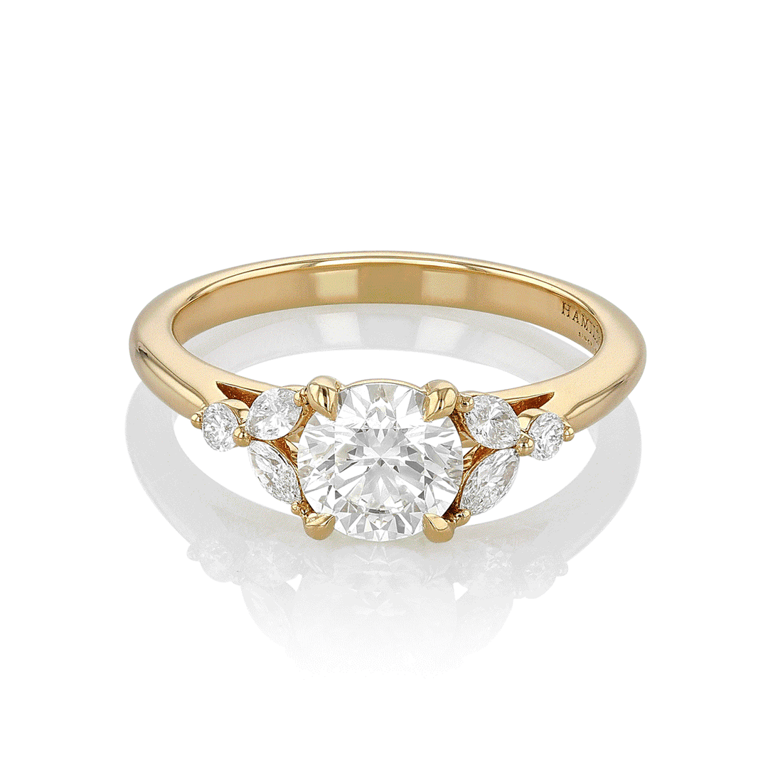 Hamilton Fleur Collection 18k Yellow Gold and 2.21 Total Weight Diamond Engagement Ring