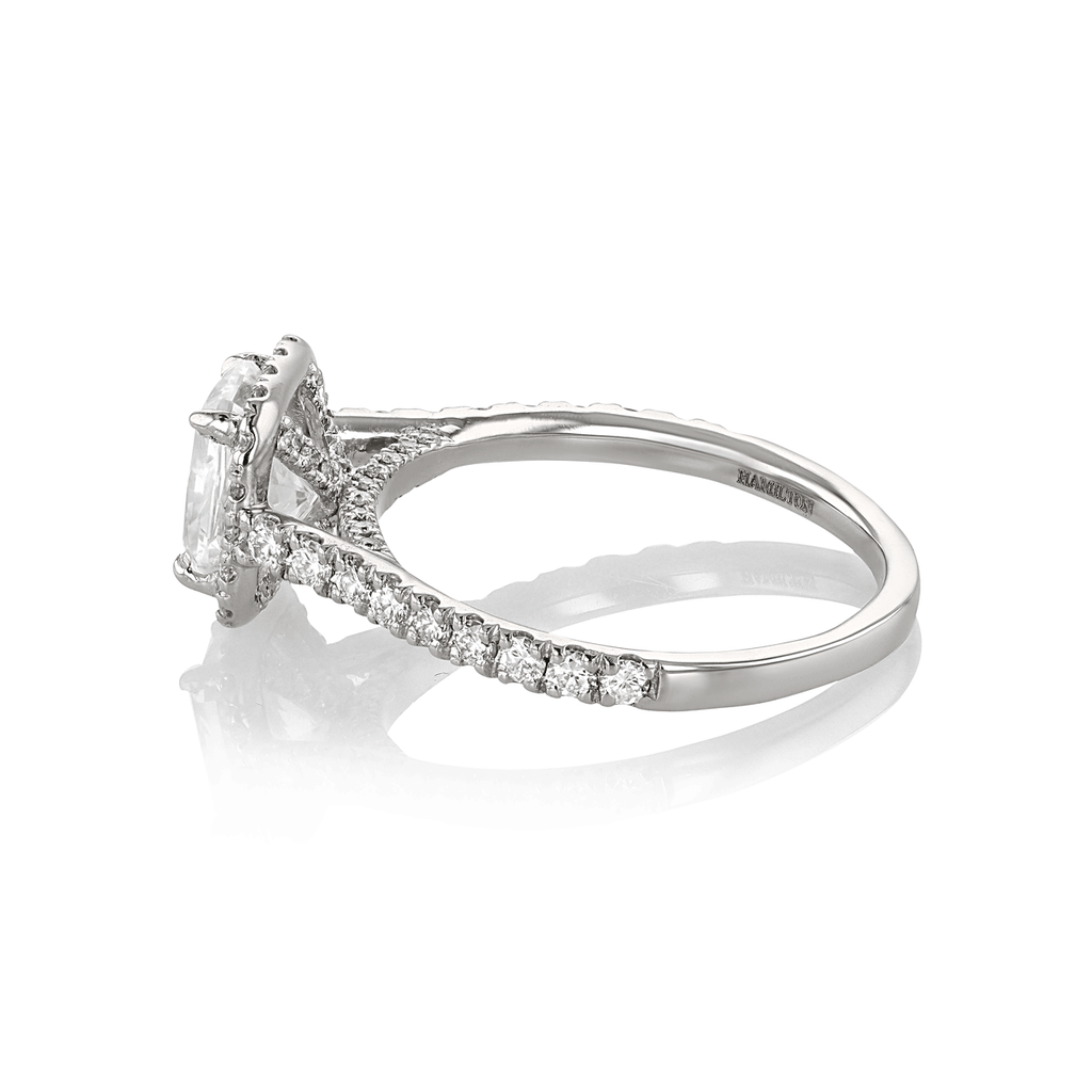 Hamilton Lisette Collection Platinum and Radiant Cut Diamond 1.50 Total Weight Engagement Ring