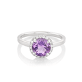Lisette 18k Gold Amethyst 1.14 Total Weight and Diamond Ring