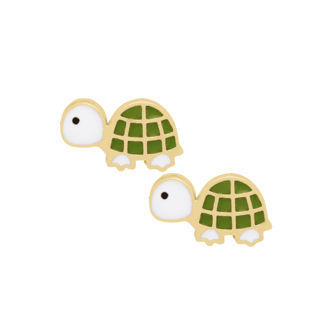 Children's 14k Yellow Gold Turtle Stud Earrings