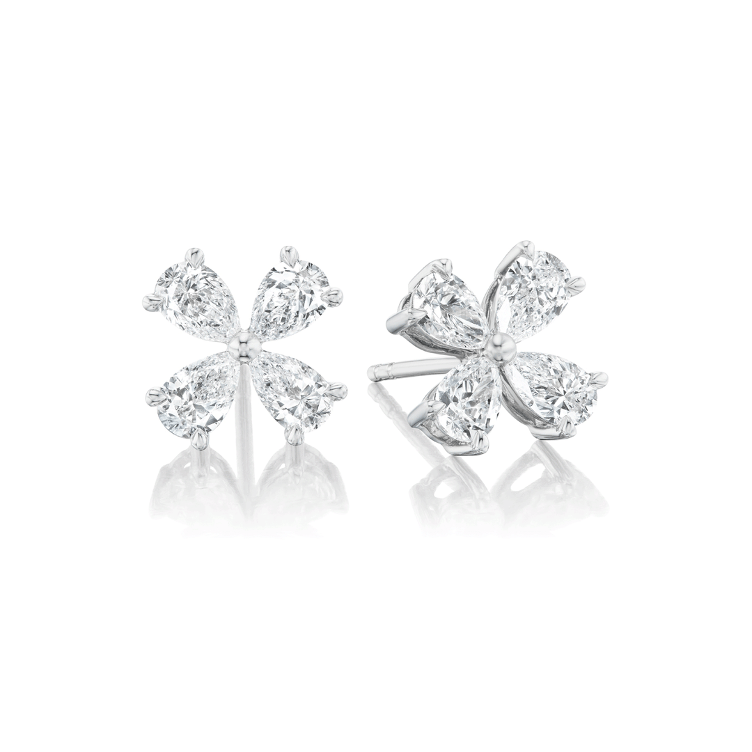 Hamilton Collection 18k Gold Floral Diamond Studs