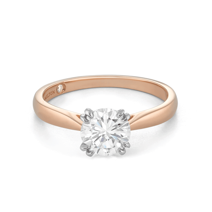 Hamilton Centennial 18k Rose Gold Solitaire Engagement Ring For Round Diamond