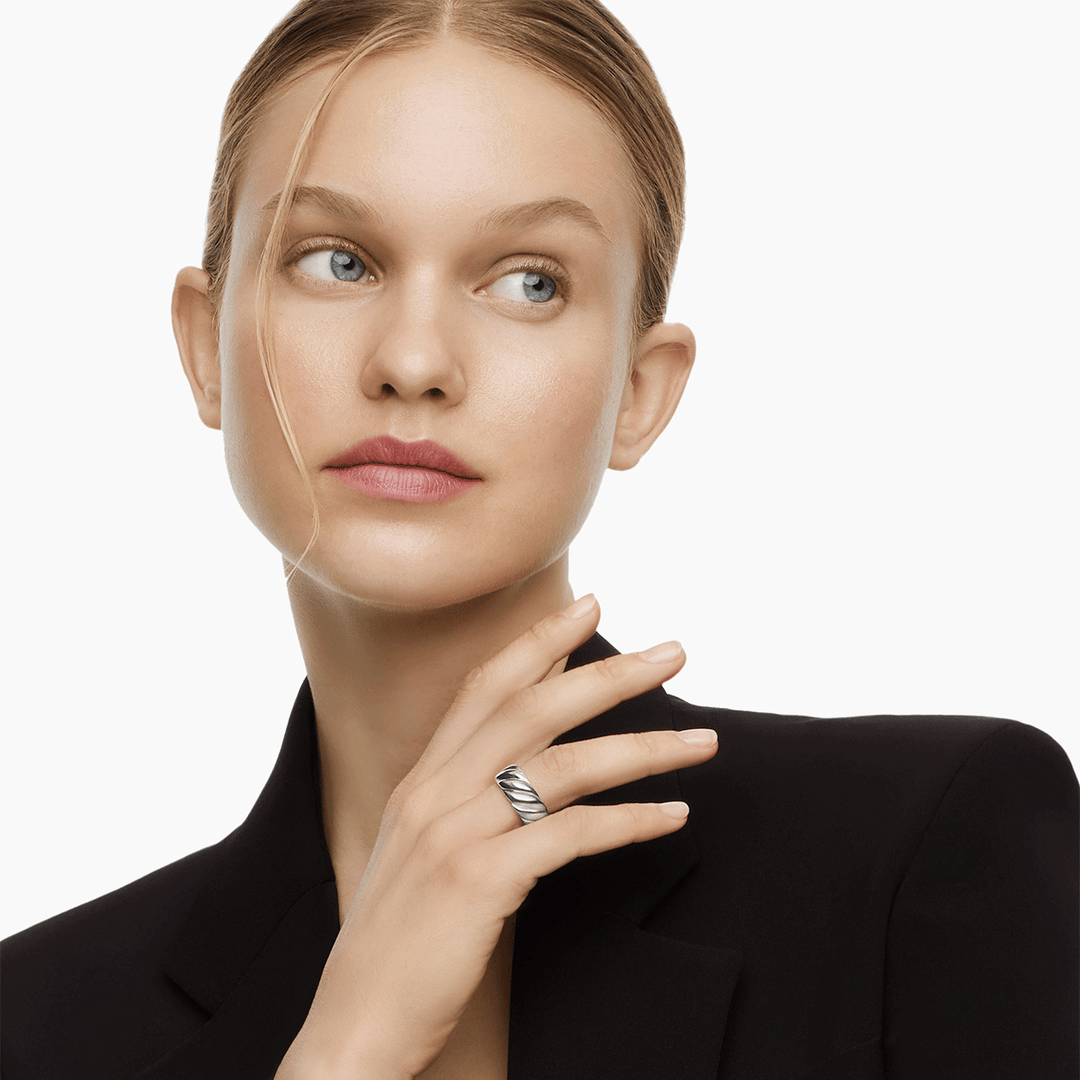 David Yurman Sculpted Cable Band Ring in Sterling Silver