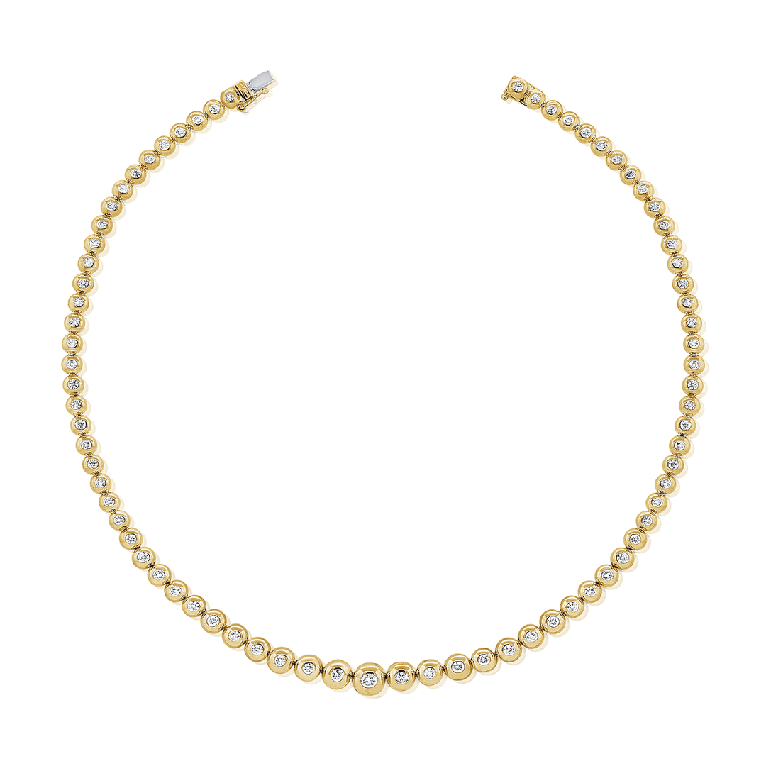 14k Yellow Gold and 3.03 Total Weight Diamond Graduating Necklace