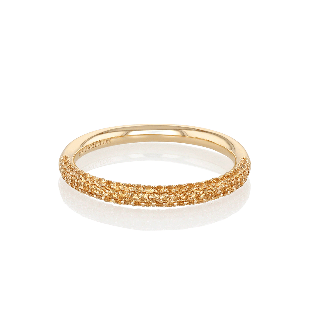 18k Yellow Gold and .40 Total Weight Yellow Sapphire Pave Band
