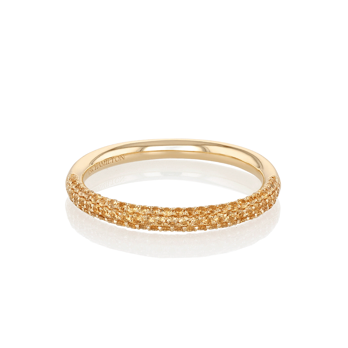 18k Yellow Gold and .40 Total Weight Yellow Sapphire Pave Band