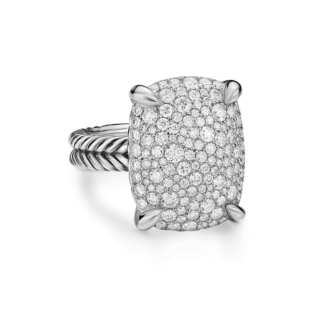 David Yurman Chatelaine® Elongated Ring Sterling Silver with Diamonds, 19mm