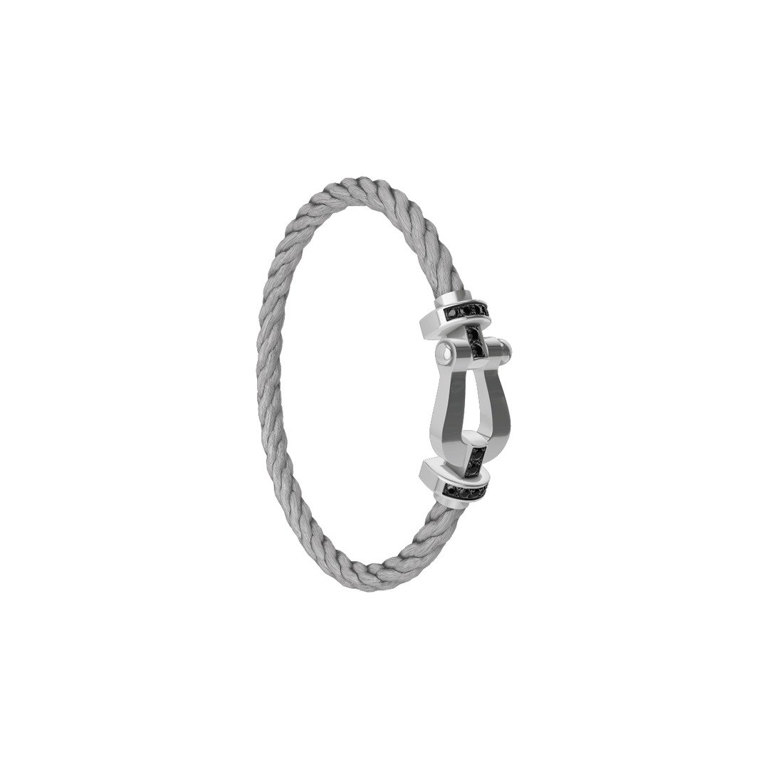 FRED Force 10 Steel Cable with 18k White LG Buckle Half Black Diamond, Exclusively at Hamilton Jewelers