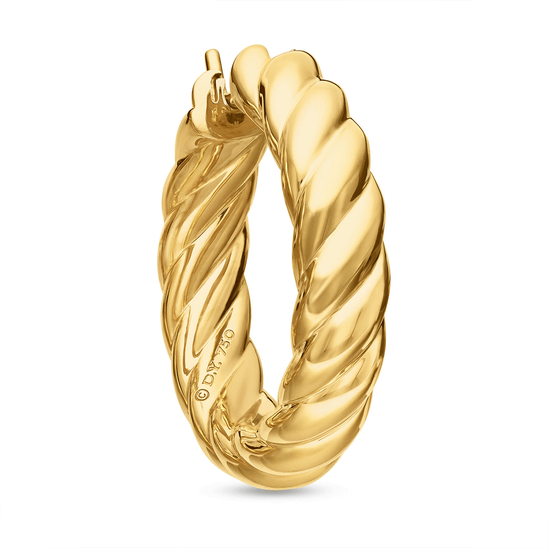 David Yurman Sculpted Cable Hoop Earrings 18k Yellow Gold, 25.4mm