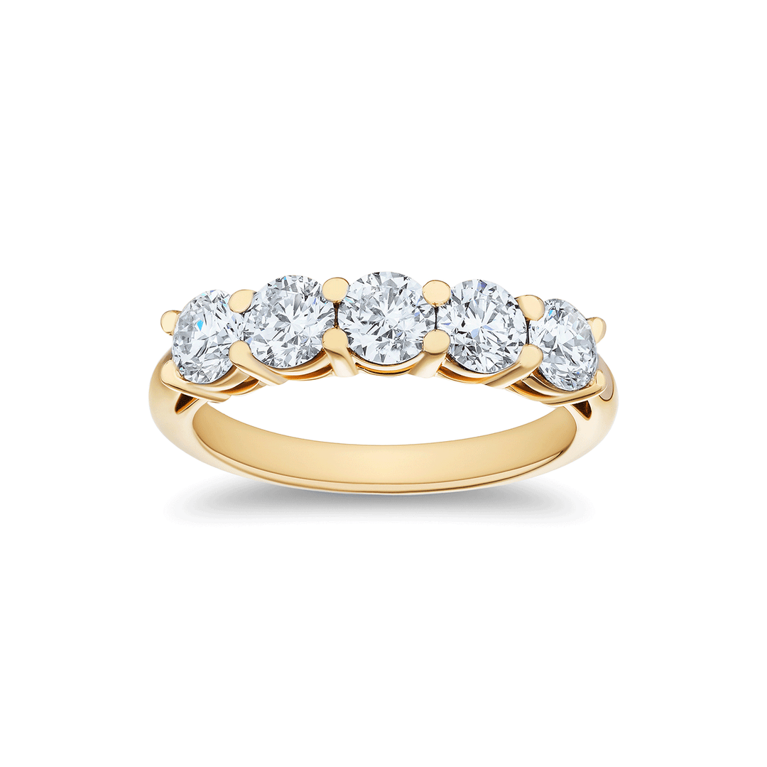 18k Yellow Gold and 1.60 Total Weight Round Diamond Band
