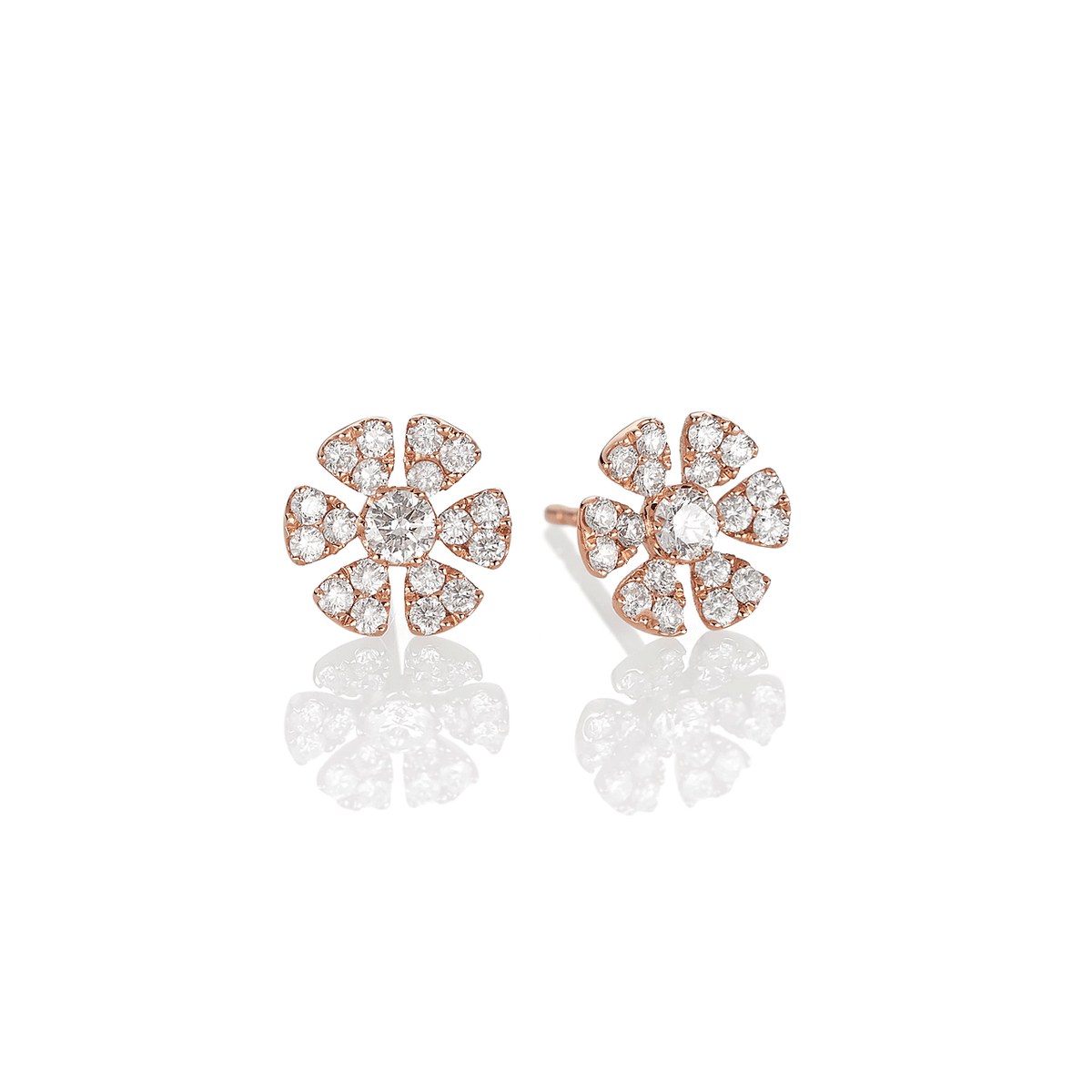 Hamilton Fleur 18k Rose Gold Diamond Earrings