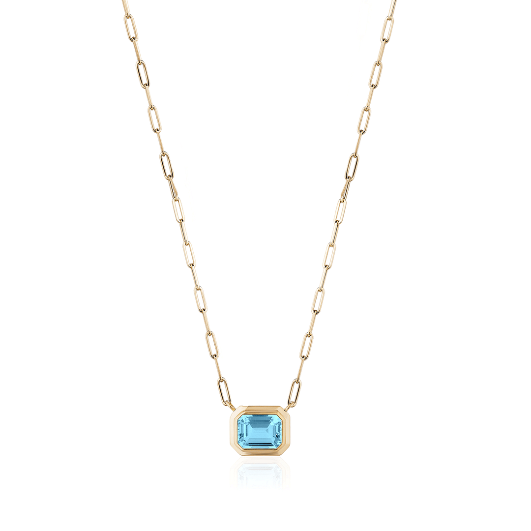 Goshwara Manhattan 18k Gold and Blue Topaz Pendant