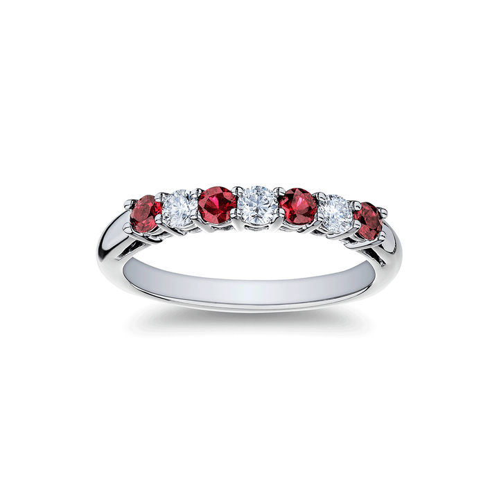 Platinum Alternating Ruby and Diamond .24 Total Weight Band