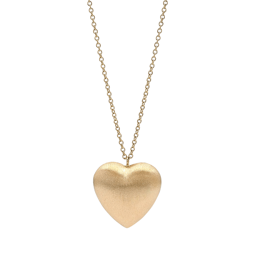 Hamilton Collection 14k Yellow Gold 24 Inch Satin Puff Heart Pendant