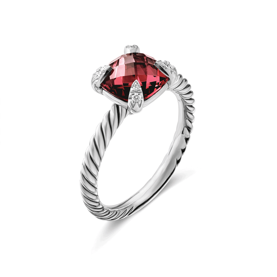 David Yurman Chatelaine Ring with Rhodolite Garnet and Diamonds
